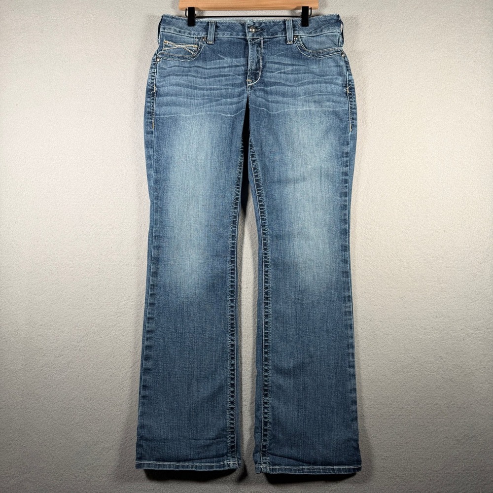 Ariat REAL Denim Womens Mid Rise Bootcut Jeans Medium Wash Blue 33L 36x33